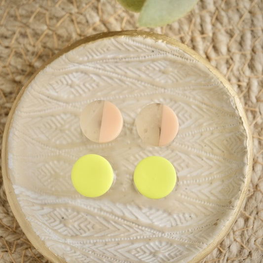 Stud 2 Pack with Micro Studs in Neon Blonde Tortoise Shell & Neon Yellow