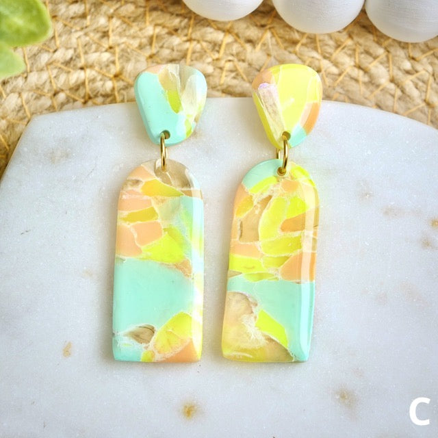Surrey Dangles in Cotton Candy Marble