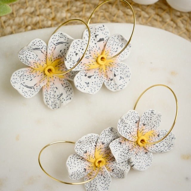 Speckled Flower Hoops