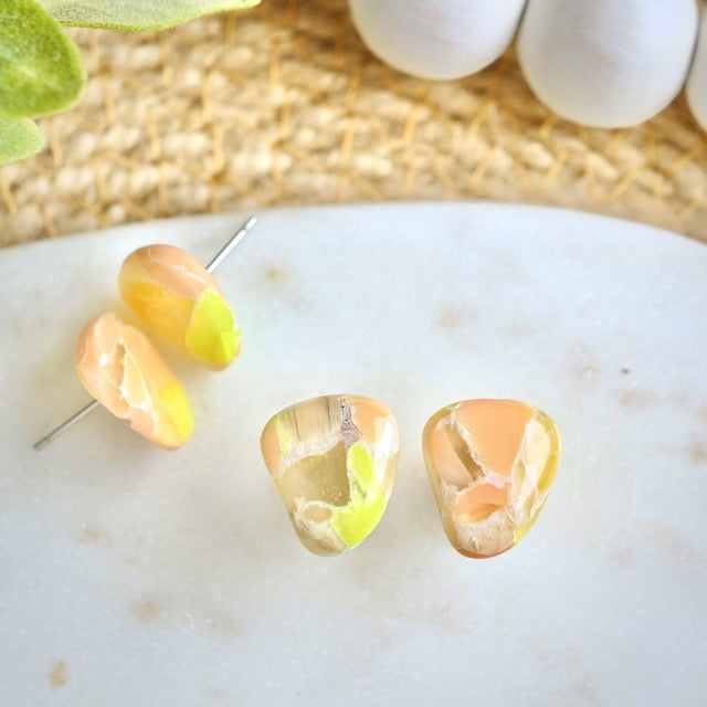 Pebble Studs in Cotton Candy Marble