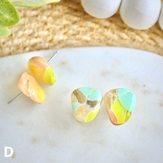 Pebble Studs in Cotton Candy Marble