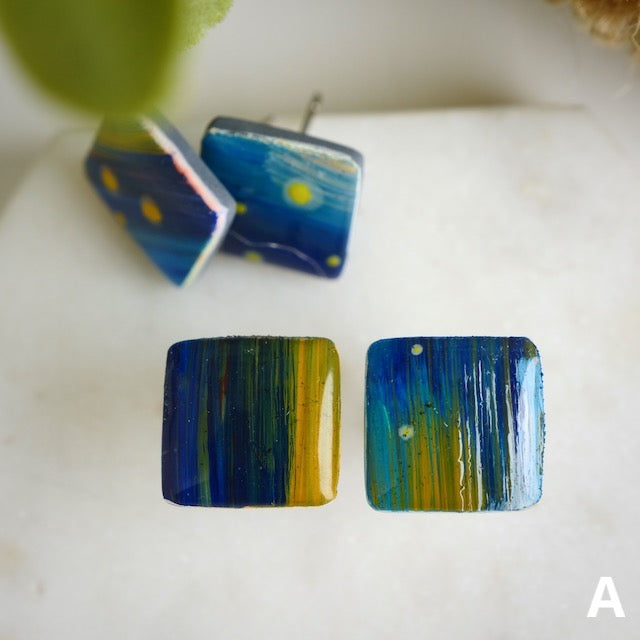 Square Studs in Painted Clay