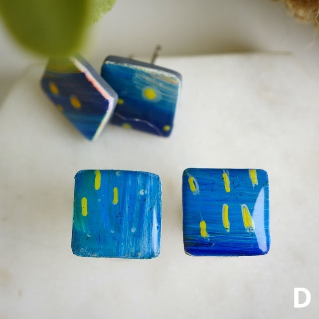 Square Studs in Painted Clay