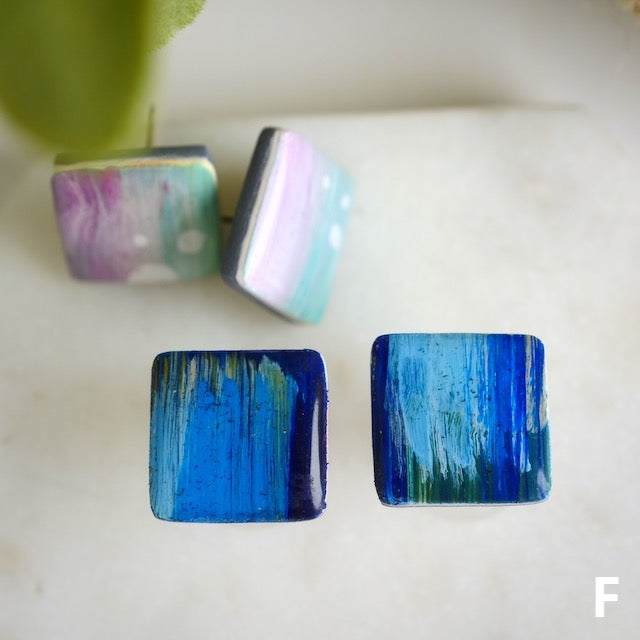 Square Studs in Painted Clay