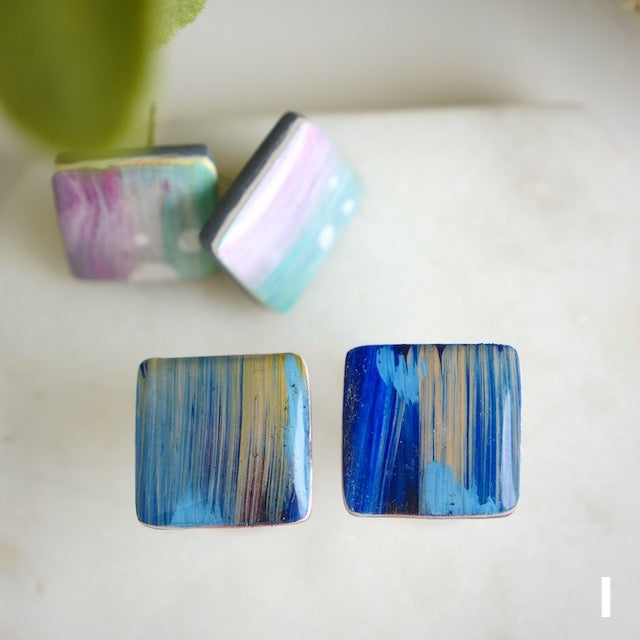 Square Studs in Painted Clay