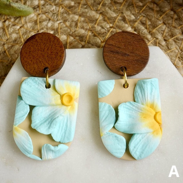 Alexandria Dangles in Tropical Floral in Blue