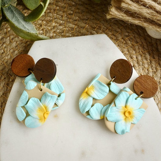 Alexandria Dangles in Tropical Floral in Blue