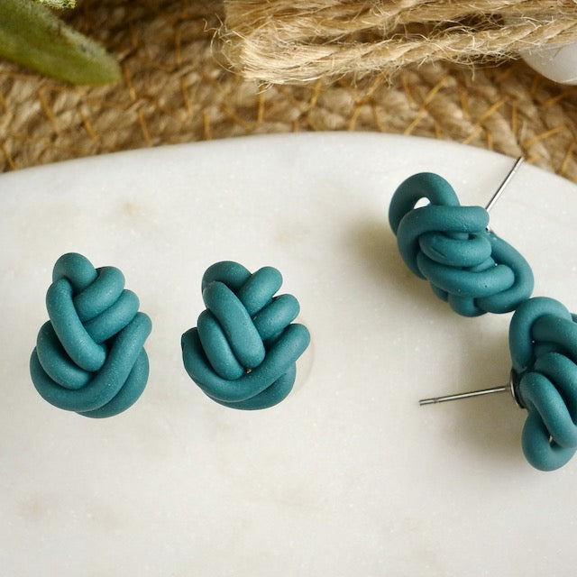 Knot Studs in Teal