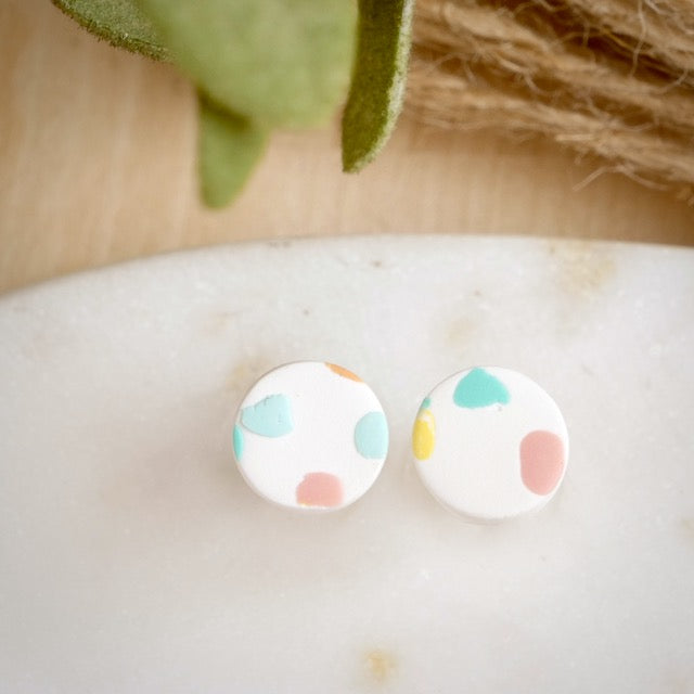 Circle Studs in Confetti Sprinkles