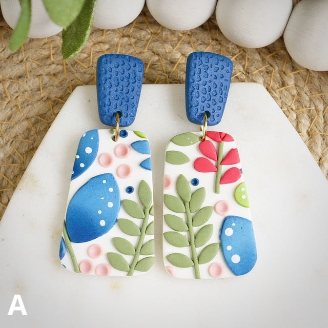 Jackson Dangles in Jacobean Floral Slab