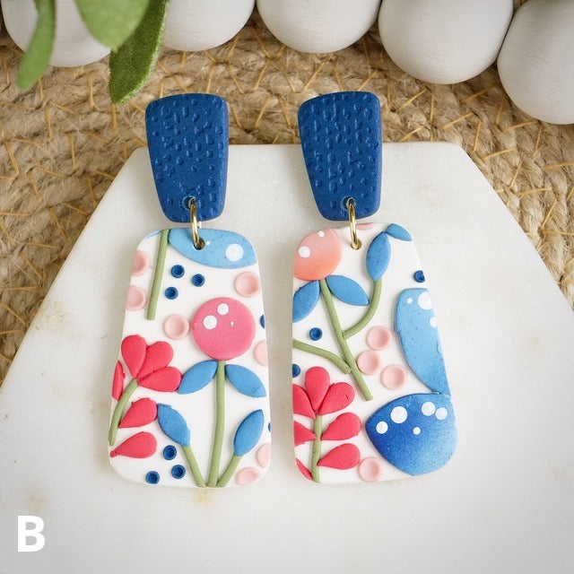 Jackson Dangles in Jacobean Floral Slab