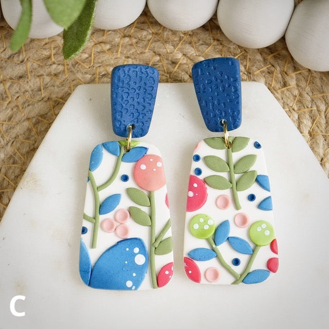 Jackson Dangles in Jacobean Floral Slab