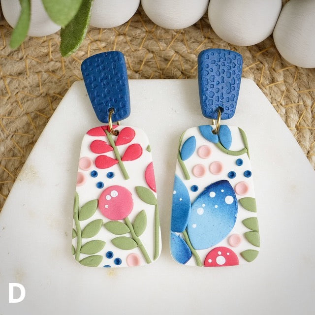 Jackson Dangles in Jacobean Floral Slab