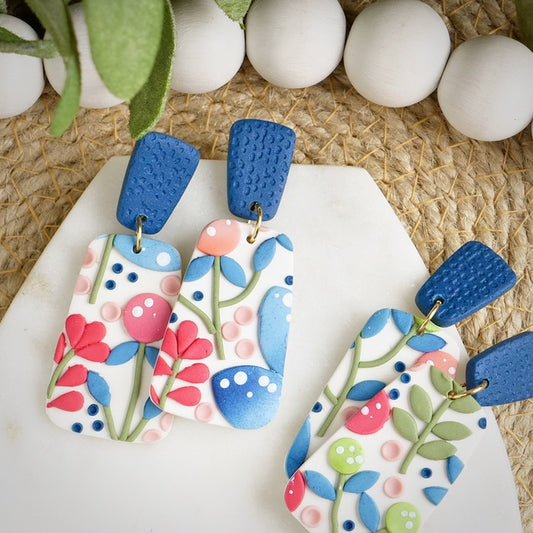 Jackson Dangles in Jacobean Floral Slab