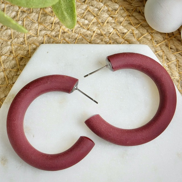 Clay Hoops in Burgundy