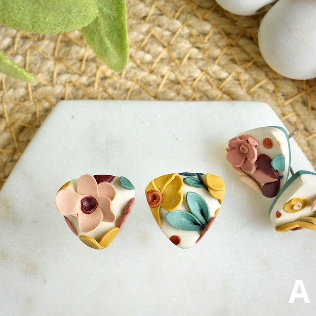 Reuleaux Studs in Santa Fe Floral