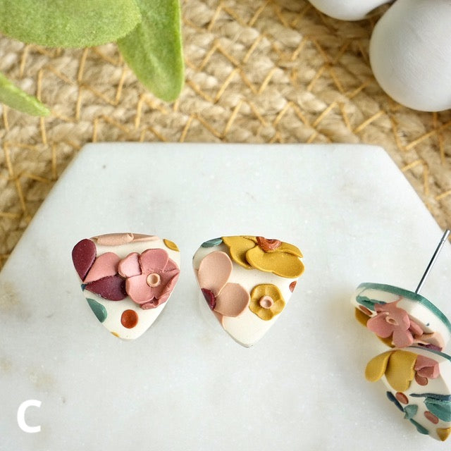 Reuleaux Studs in Santa Fe Floral