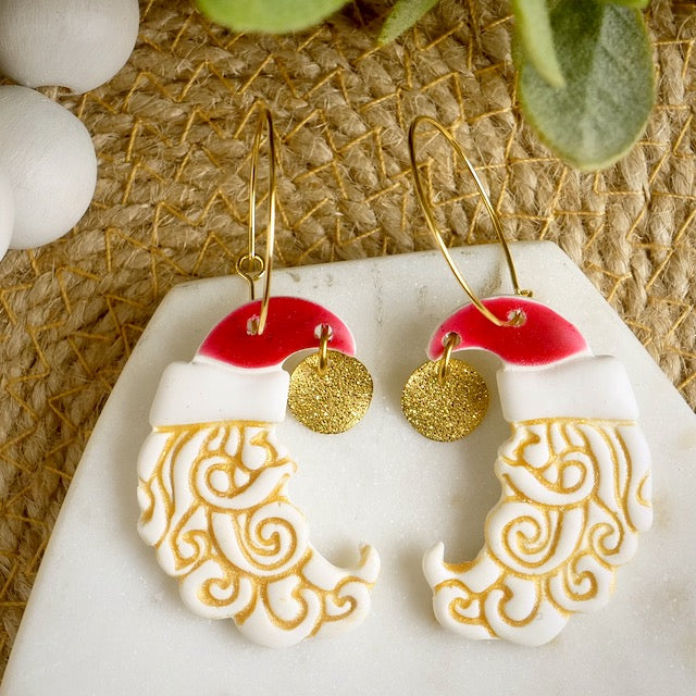 Santa Crescent Hoops with Gold Emboss