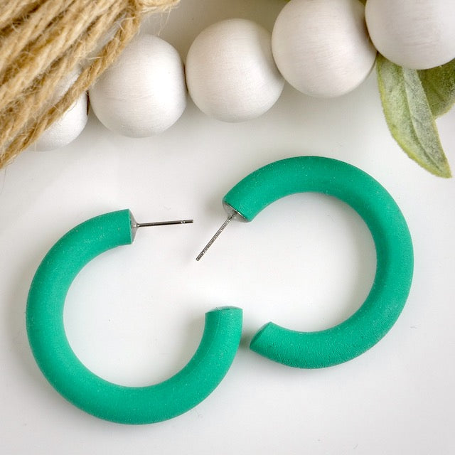 Clay Hoops in Jade