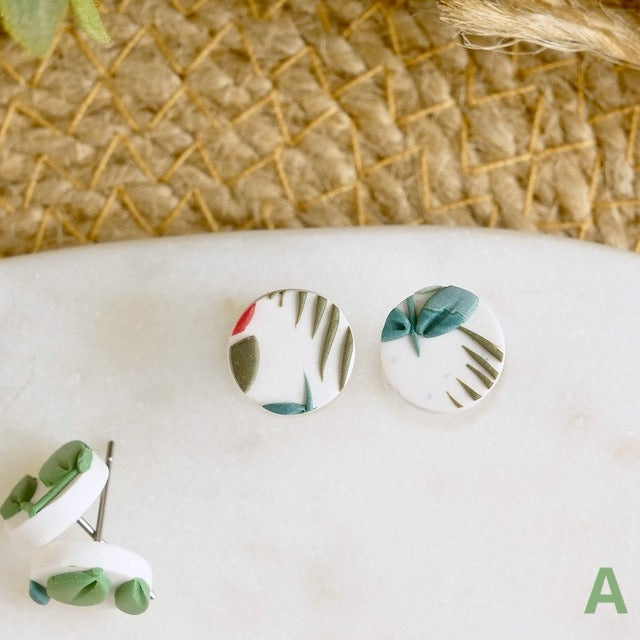 Circle Studs in Winter Berry