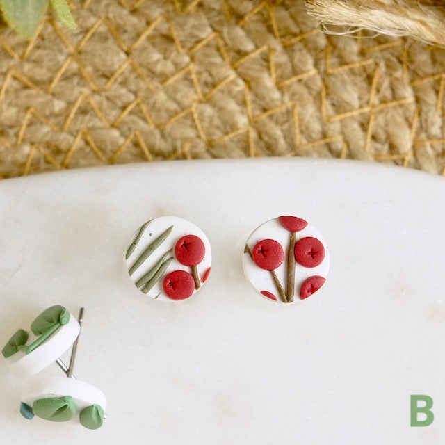 Circle Studs in Winter Berry