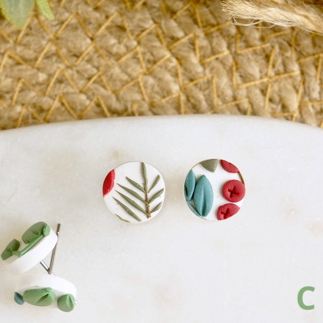 Circle Studs in Winter Berry