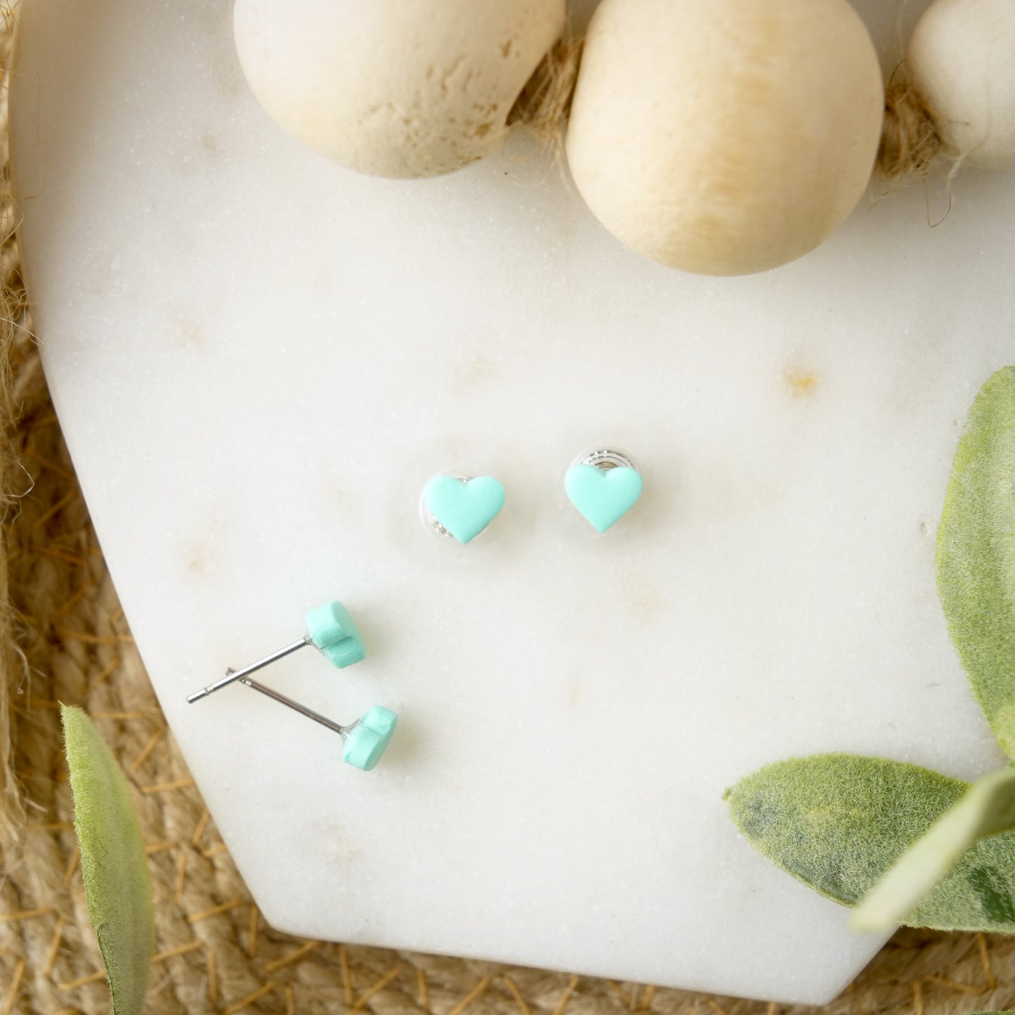 Micro Heart Studs in Turquoise