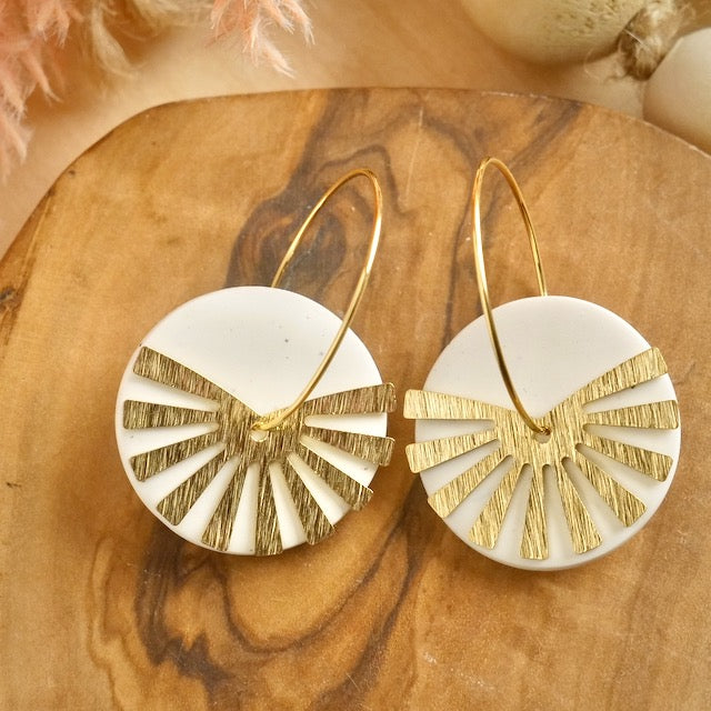 Carden Hoops in White Granite with Brass