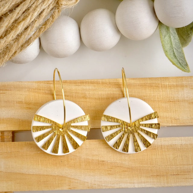 Carden Hoops in White Granite with Brass
