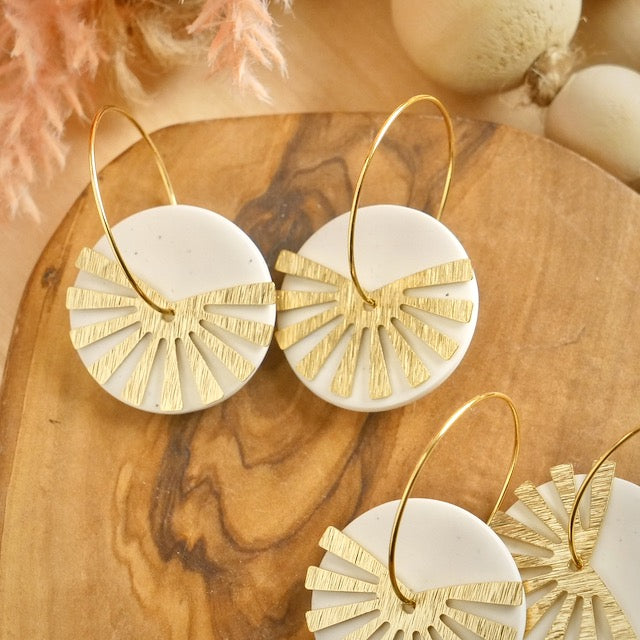 Carden Hoops in White Granite with Brass