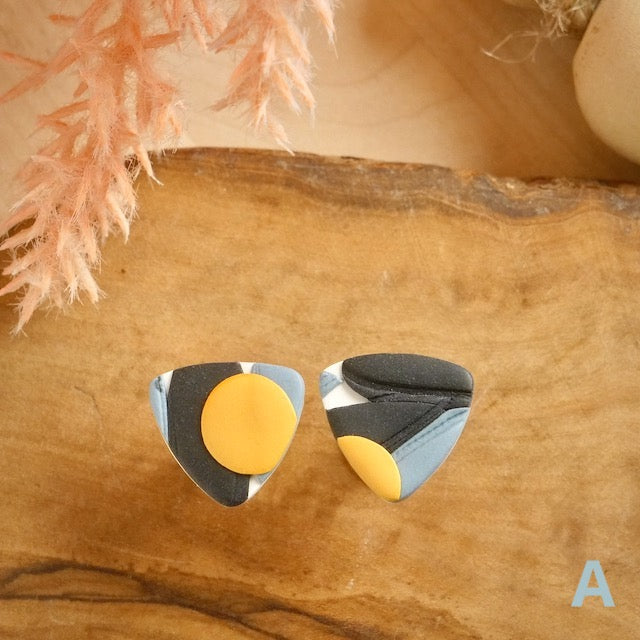 Reuleaux Studs in Indigo Branches