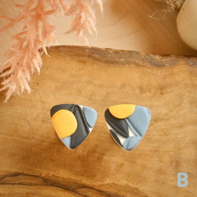 Reuleaux Studs in Indigo Branches