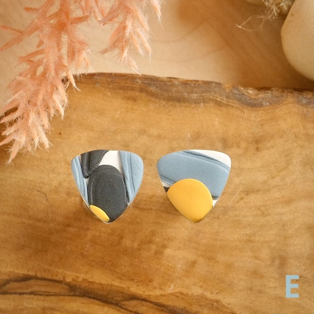 Reuleaux Studs in Indigo Branches