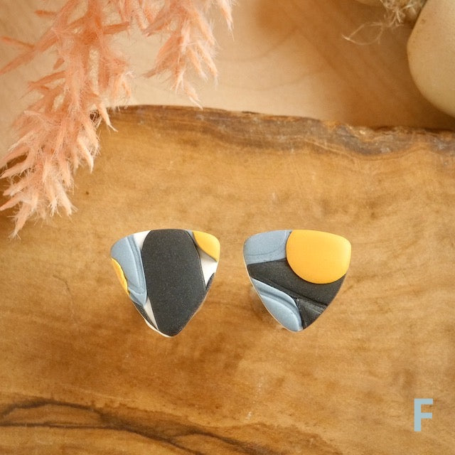 Reuleaux Studs in Indigo Branches