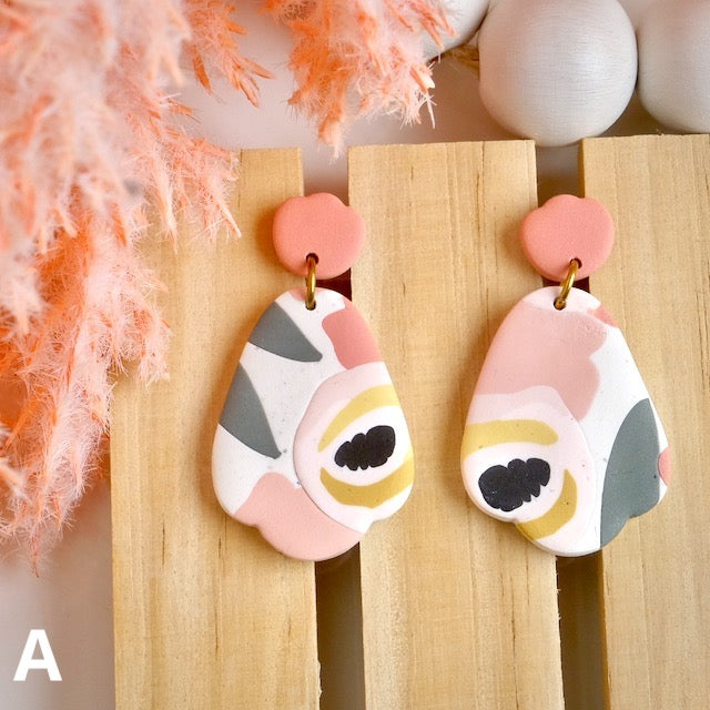 Fairmeadow Dangles in Peachy Pink Abstract