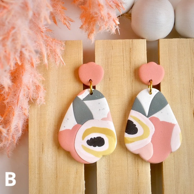 Fairmeadow Dangles in Peachy Pink Abstract