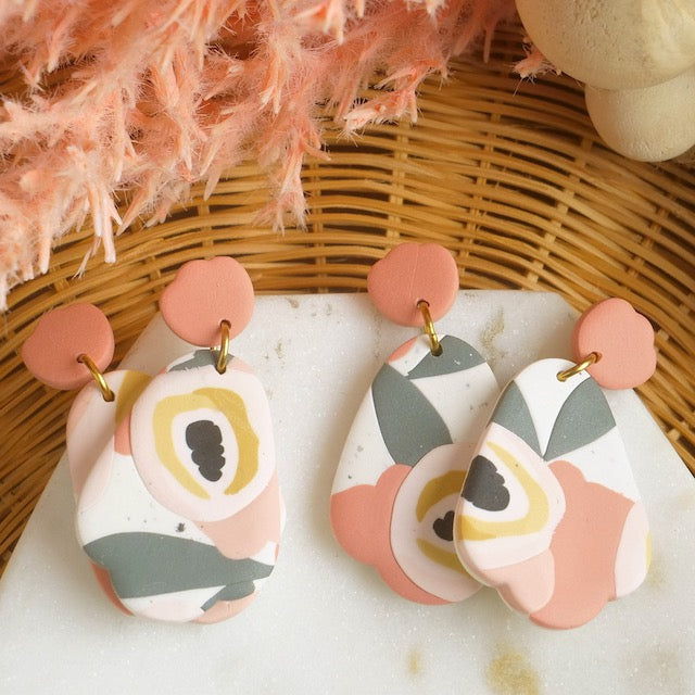 Fairmeadow Dangles in Peachy Pink Abstract