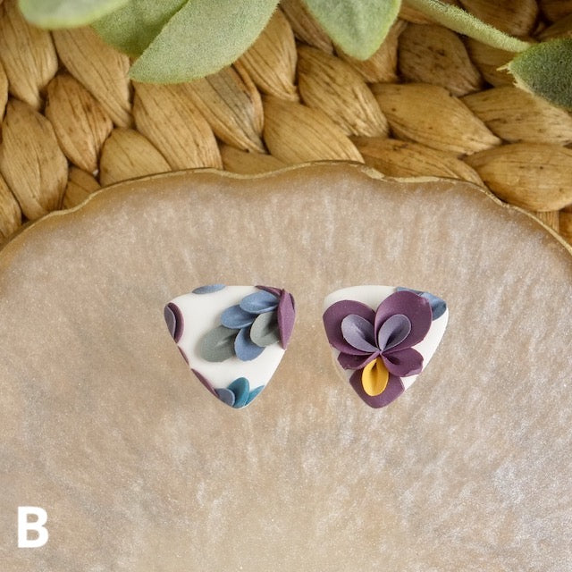 Reuleaux Studs in Violet Flowers