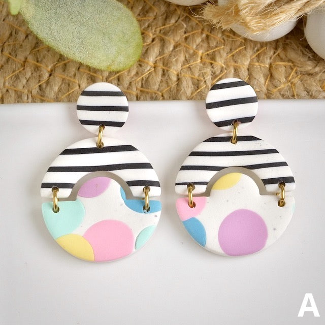 Stack Dangles in Pastel Polka Dots