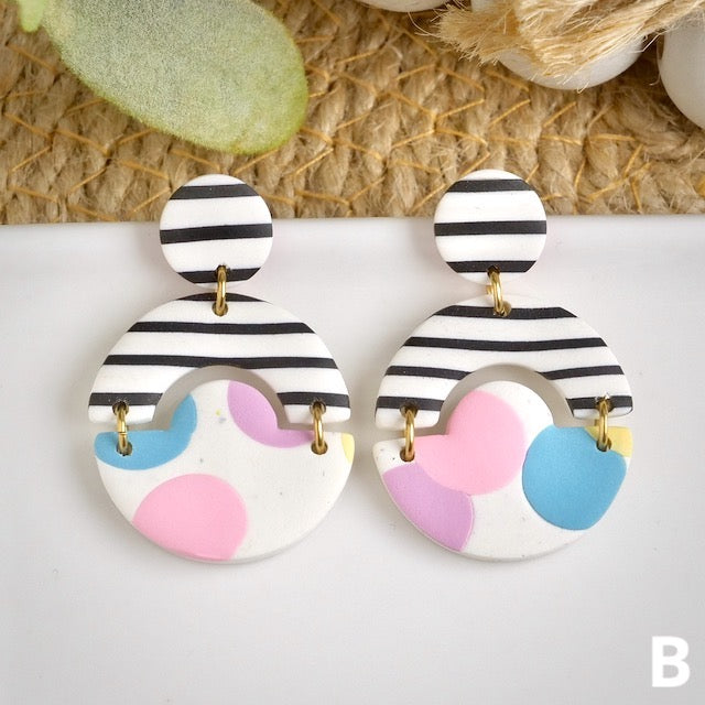 Stack Dangles in Pastel Polka Dots