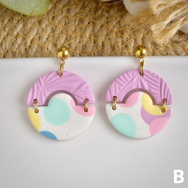 Stack Dangles in Pastel Polka Dots