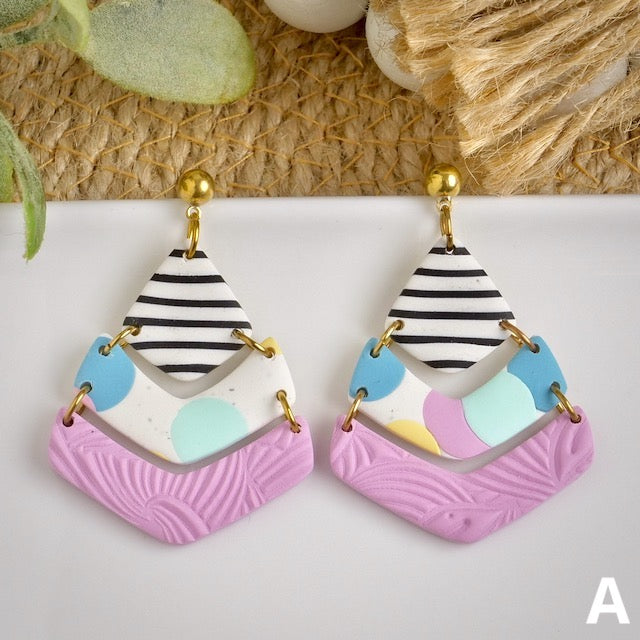 Arrow Dangles in Pastel Polka Dots