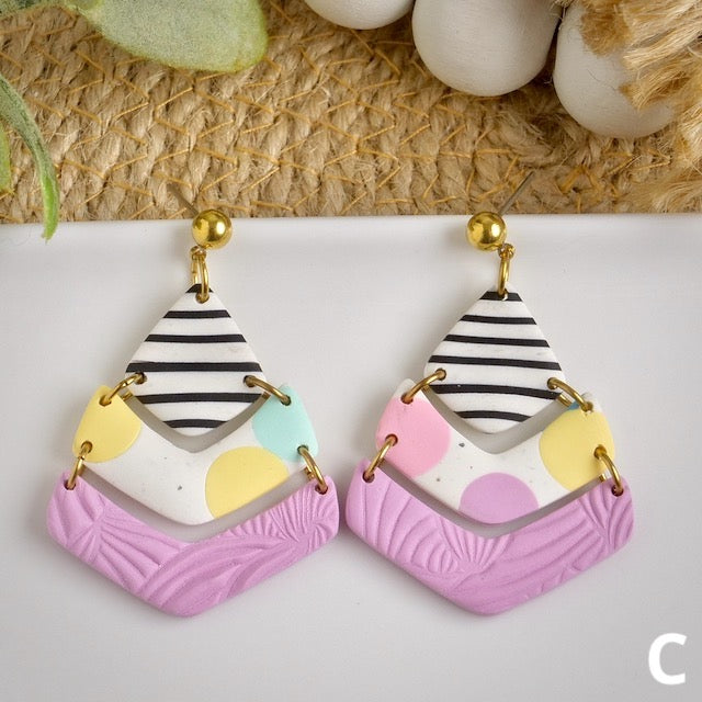 Arrow Dangles in Pastel Polka Dots