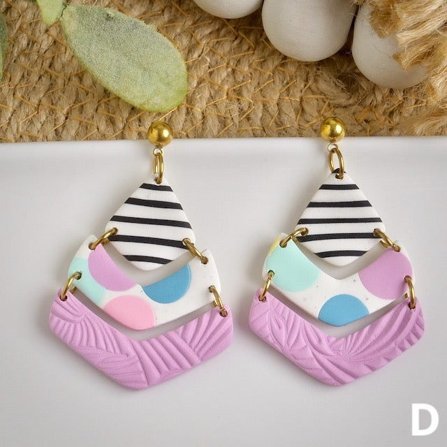 Arrow Dangles in Pastel Polka Dots