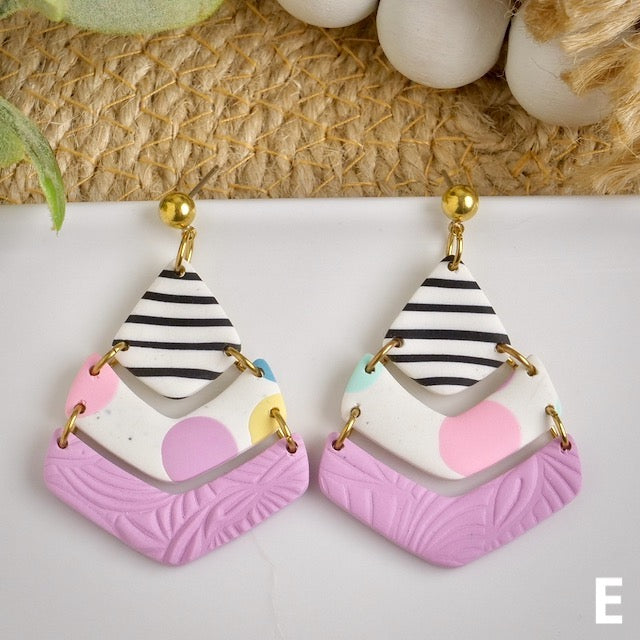 Arrow Dangles in Pastel Polka Dots