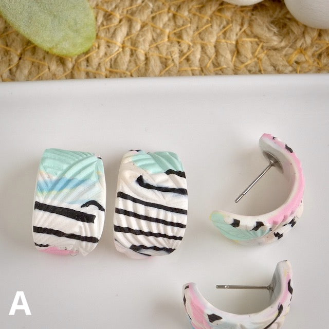 Mini Hoops in Pastel Swirl
