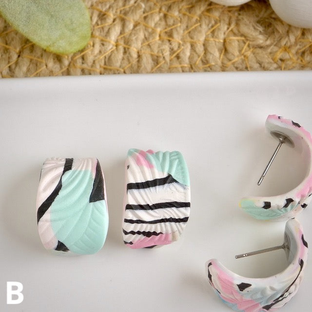 Mini Hoops in Pastel Swirl