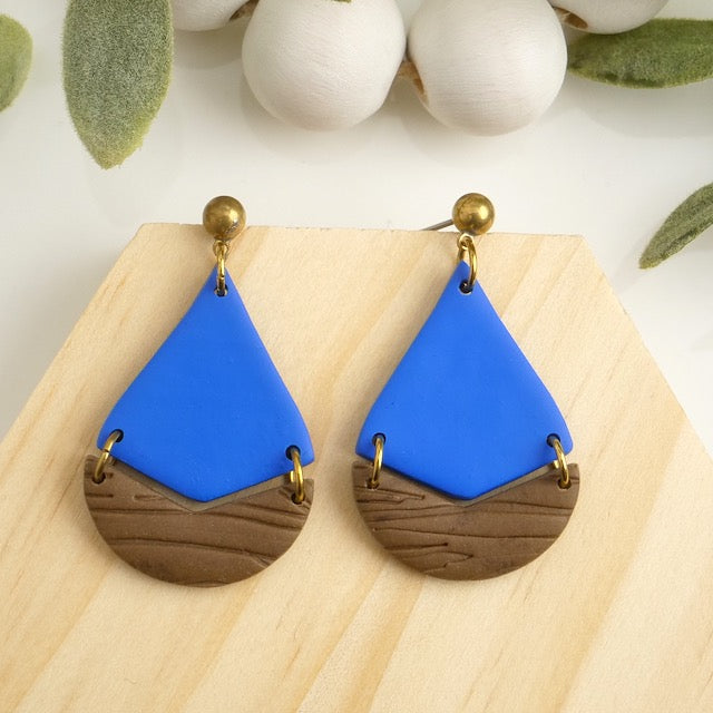 Bailey Dangles in Wood and Cobalt