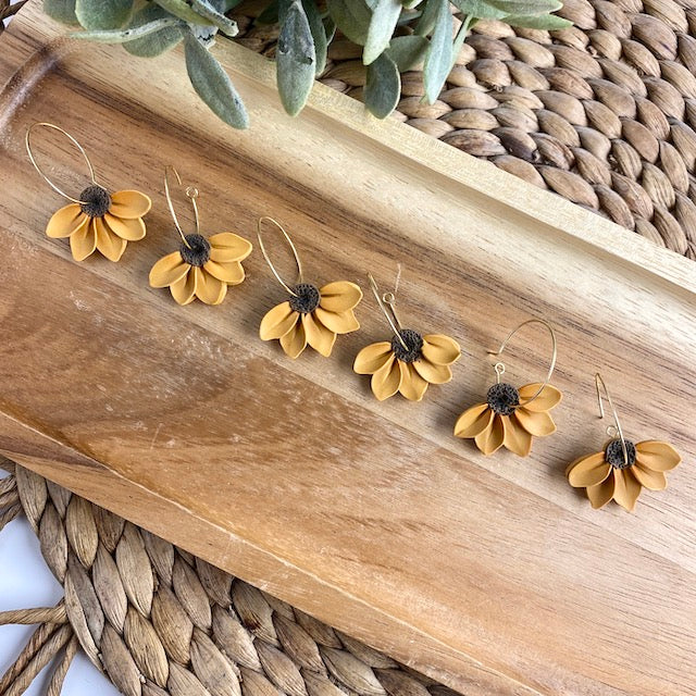 Yellow Daisy Hoops