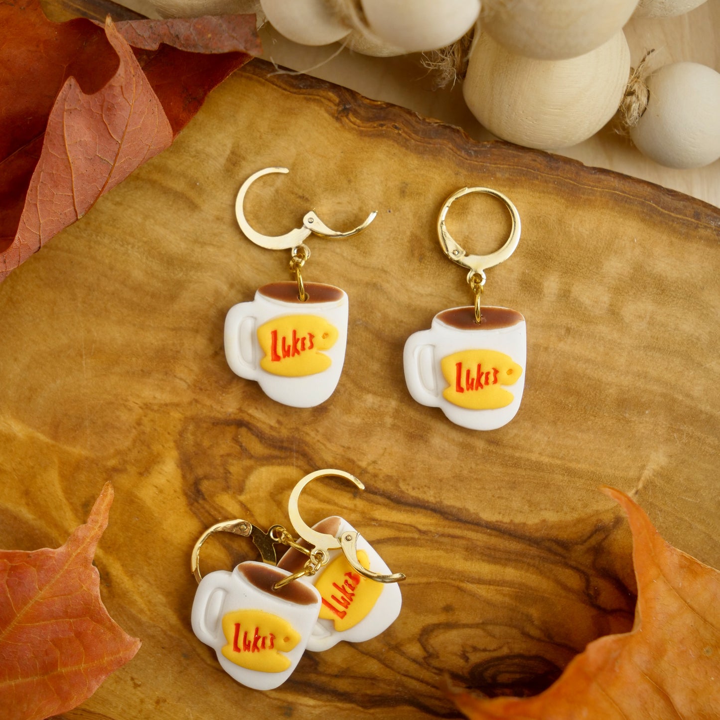 Luke's Mug in White with Lever Back Earring Hooks